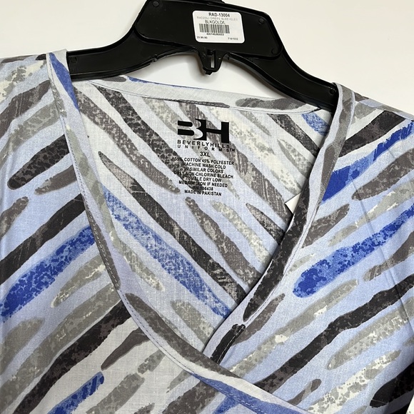 NWT Beverly Hills Uniforms Scrubs 3X PLUS SIZE - Blue Stripe - Picture 2 of 7